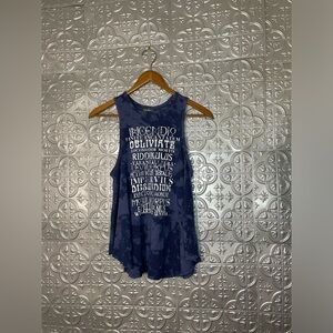 Harry Potter Blue Stonewash Tye dyed Spell Tank Top Blouse Universal Studios xs